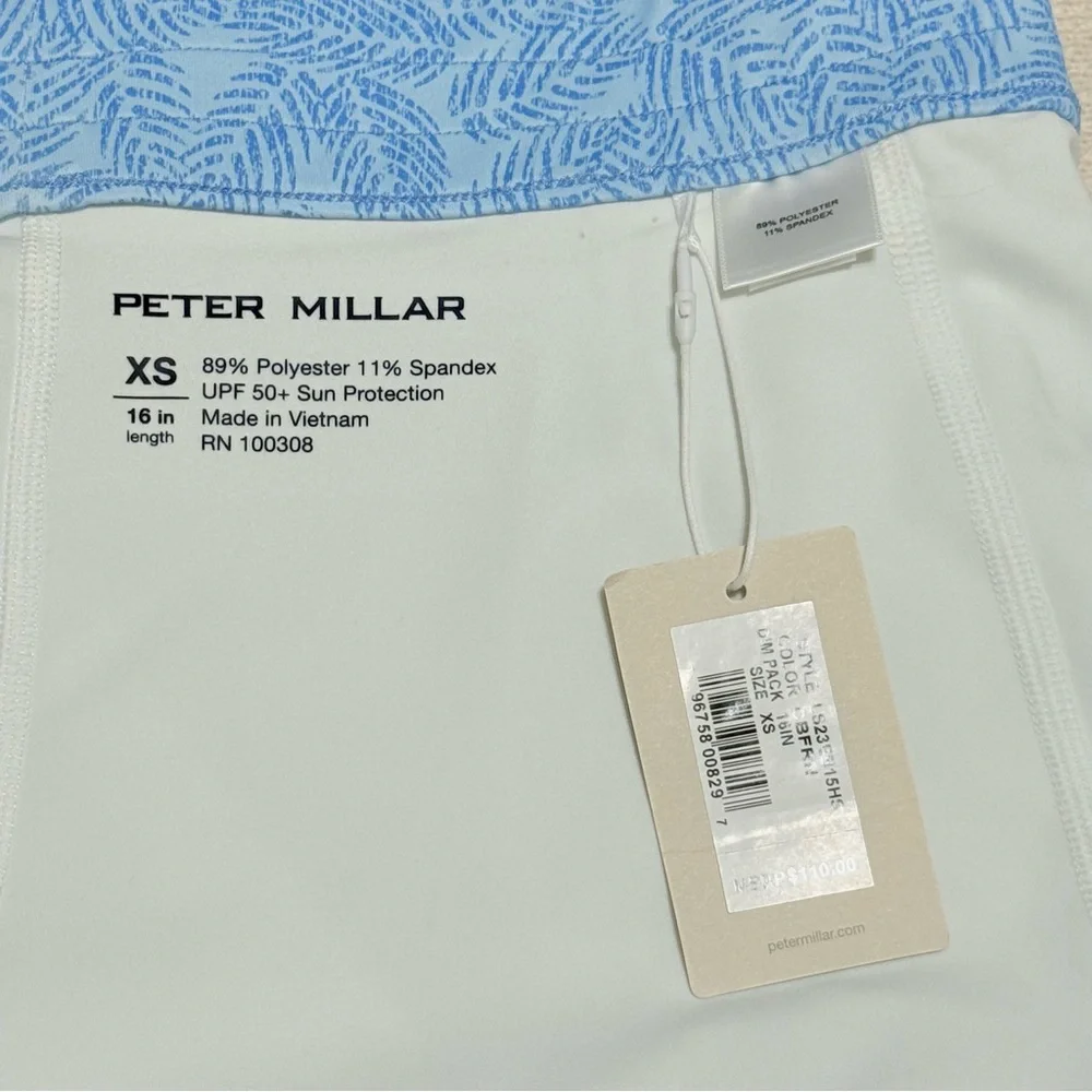 NWT Peter Millar Alice Petal Hem Cottage Blue Fern Print‎ Womens XS Golf Skort